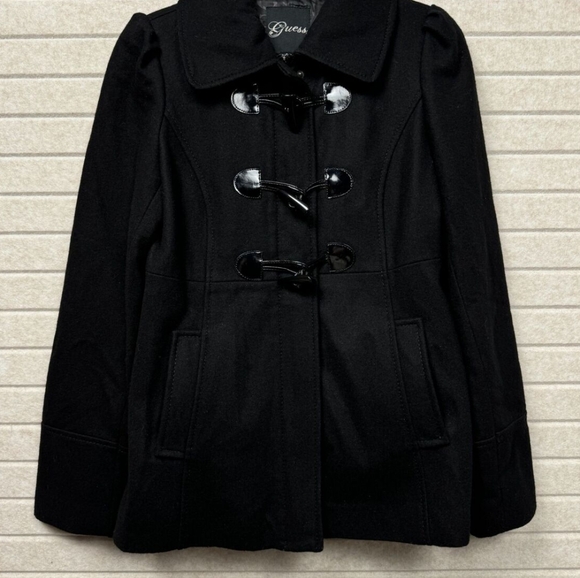 Brand New Vintage Women's Black Toggle Pea Coat By Guess, Sz Sm - Picture 1 of 8